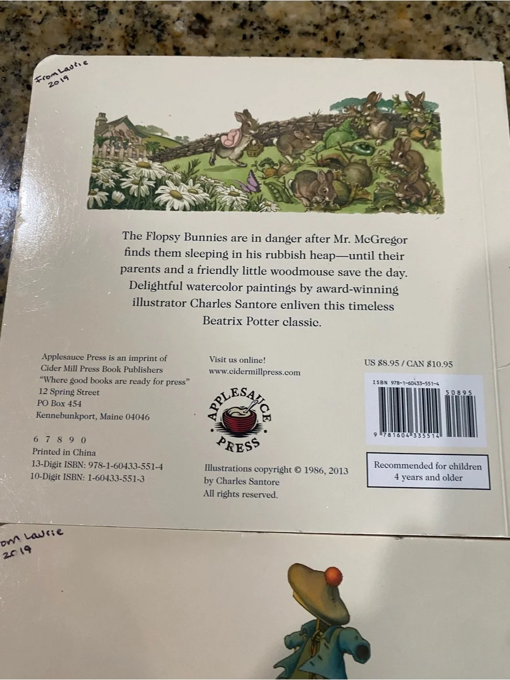 VTG Beatrix Potter Board Book Benjamin Bunny & Flopsy Bunnies Charles Santore